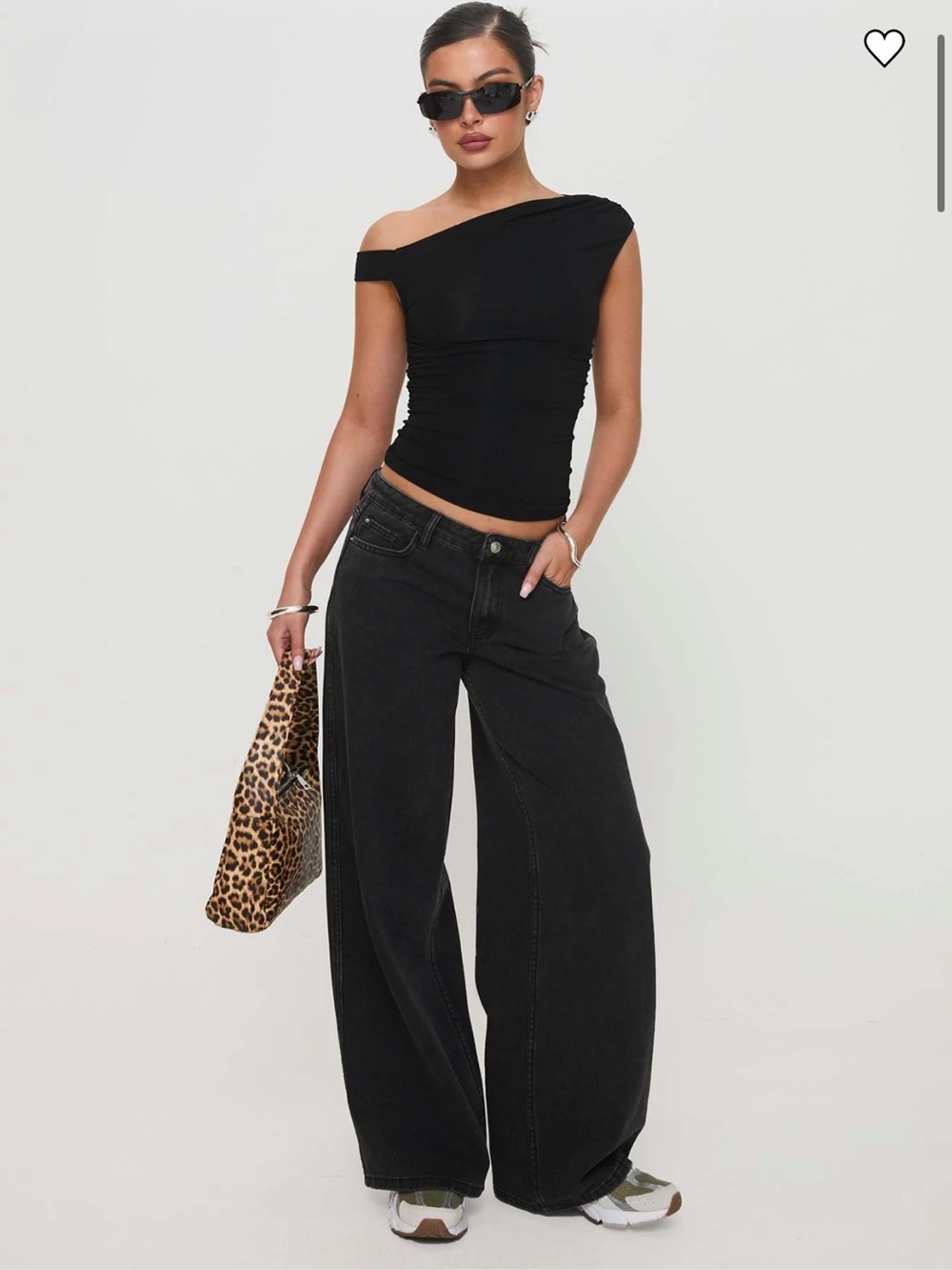 Princess Polly Black Wide-Leg High-Rise Jeans